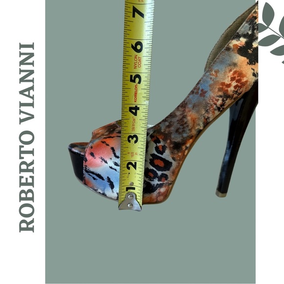 🛍️3/$40 Roberto Vianni Open Toe Stilleto Platform Fabric Multi Color 7.5 / 38 - Picture 10 of 10